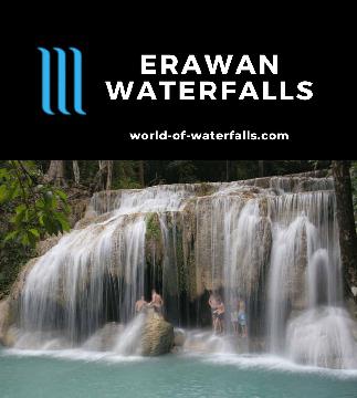 The Erawan Waterfall is a series of 7 limestone waterfalls most of which were swimming holes. We experienced all of them in a jungle walk that took a half-day.