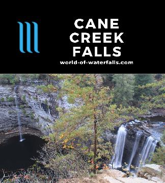 Cane Creek Falls, Rockhouse Falls, and Cane Creek Cascade are all waterfalls in Falls Creek Falls State Resort Park in Tennessee all connected by 2-mile hike.