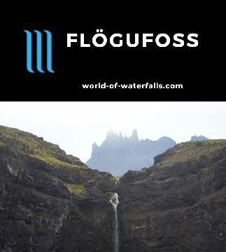 Flogufoss (Flögufoss) was an obscure and eccentric hidden waterfall in Iceland's East as it featured a natural bridge while backed by curious crowned peaks.