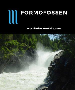 Formofossen is a powerful river waterfall dropping 34m on the Sanddøla River, which had been known as a salmon fishing river in Trøndelag County, Norway.