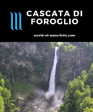 Cascata di Foroglio (Foroglio Waterfall) is an 80m waterfall within the steep Valle Bavona in Switzerland's Ticino Canton easily seen from the road and village.