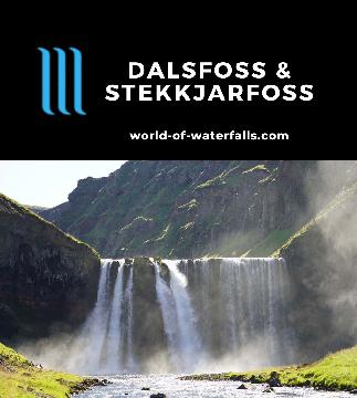 Stekkjarfoss and Dalsfoss were 2 waterfalls in a series of them on the Vatnsdalsá River in Forsædalur Valley, which was one of the head arms of Vatnsdalur.