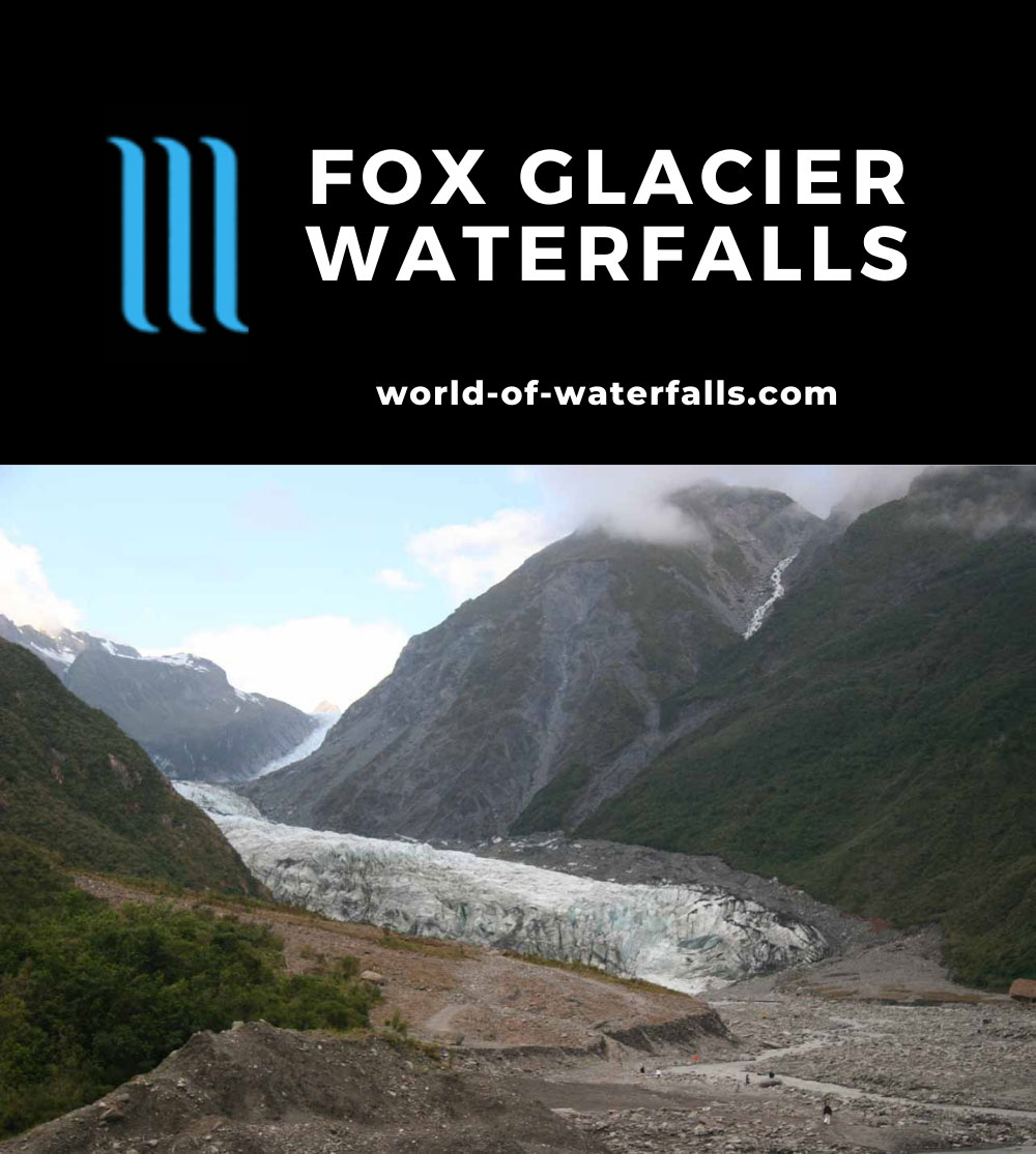 Fox_Glacier_120_12262009 - The Fox Glacier and a cascade tumbling towards it across the valley