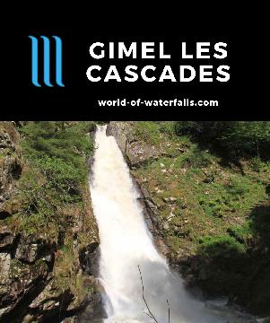 Gimel Les Cascades is the name of both the 143m collective set of waterfalls as well as the charming town above them accessed by a loop walk in Correze, France.