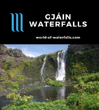Gjarfoss and the Gjain Waterfalls (or Gjárfoss and the Gjáin Waterfalls) were our excuses to visit a lush yet geologically active area near the Stöng Farm.