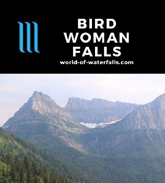 The Bird Woman Falls is a 492ft waterfall making it the tallest and most recognizable of the ones seen along the Going-to-the-Sun Road in Glacier National Park.