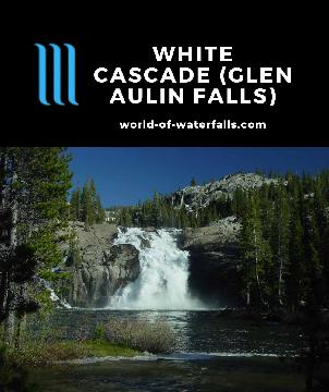 The White Cascade (or Glen Aulin Falls) is a 50ft waterfall on the Tuolumne River next to the Glen Aulin High Sierra Camp in the Yosemite backcountry.