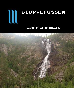 Gloppefossen is a 120m waterfall on the Veiåne (one of the highest permanent falls in the Setesdal Valley), which I reached on a 6km hike near Rysstad, Norway.