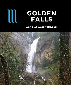 Golden Falls is a 140ft waterfall with a 60-minute trail that reaches its brink within the Golden and Silver Falls State Natural Area near Coos Bay, Oregon.