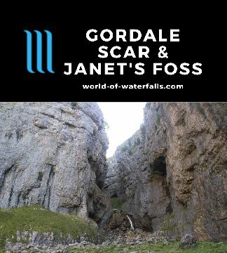 The Janet's Foss Waterfall is a 15-20ft waterfall near the Gordale Scar and its waterfalls with an option to hike to the Malham Cove in North Yorkshire, England