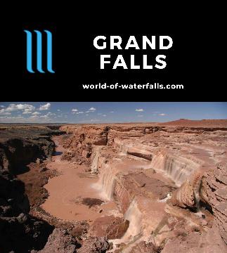 Grand Falls is Arizona's seasonal 181ft 'chocolate' waterfall where the Little Colorado River drops over Grand Canyon-like cliffs in the Navajo Nation.
