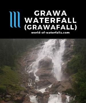 Grawa Waterfall (Grawa Wasserfall) is a 100m tall 85m wide waterfall in the Sulzbach Creek seen by road or short hike near Neustift im Stubaital, Austria.