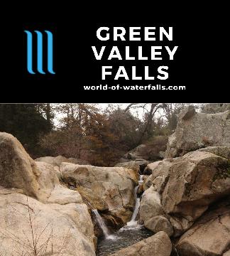 Green Valley Falls consists of a pair of waterfalls on the Sweetwater River by Green Valley Campground in Rancho Cuyamaca State Park near Julian, California.