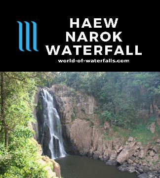 Haew Narok Waterfall is a 150m three-drop waterfall in Khao Yai National Park. We accessed the uppermost drop on a 2km return walk, but we couldn't see it all.