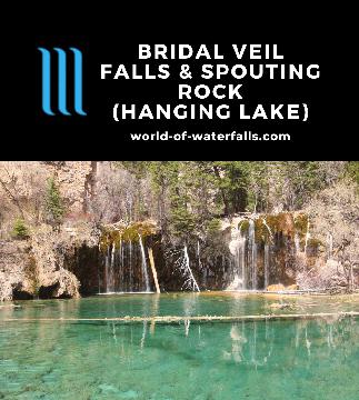Bridal Veil Falls and Spouting Rock are the two main waterfalls on East Fork Dead Horse Creek reached by the Hanging Lake Trail in Glenwood Canyon, Colorado.