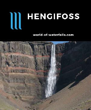 Hengifoss is a scenic 118m tall waterfall with red strata overlooking Lagarfljót near Egilsstaðir. Its trail also yielded bonus waterfalls like Litlanesfoss