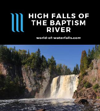 The High Falls of the Baptism River is a 100ft waterfall surrounded by native forest in Tettegouche State Park near the North Shore of Lake Superior, Minnesota.