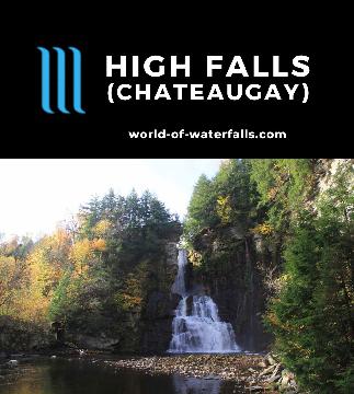 High Falls is a 4-tiered 120ft high waterfall on the Chateaugay River accessed from the High Falls Park Campground in Chateaugay, New York, by the Canada border