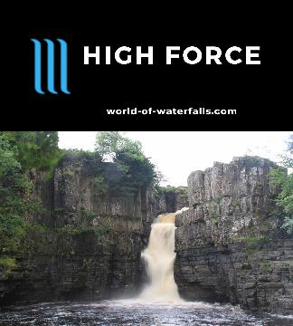 High Force is a 21m plunging waterfall on the River Tees that we saw in full spate after a short walk and some unsettled weather in Forest-in-Teesdale, England.