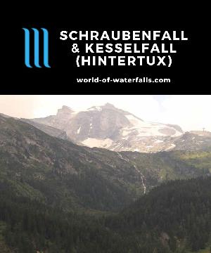 Kesselfall and Schraubenfall are the two most accessible waterfalls in the Hintertux Glacier Resort Area at the very head of the Tuxertal Valley in Austria.