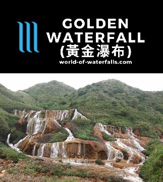 Huangjin Waterfall (黃金瀑布; Huangjin Falls or Golden Falls) is a colorful roadside waterfall between Keelung and the historical Jiufen in Taiwan's Northeast.