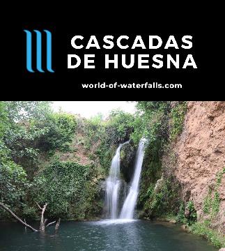 The Cascadas de Huesna is a series of waterfalls (I counted 4 of them) of which the tallest was on the order of 10-15m near San Nicolás del Puerto, Spain.