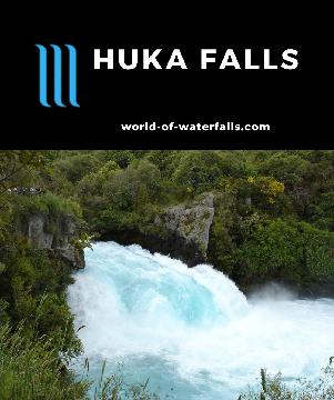 Huka Falls packed quite a punch for a modestly-sized 9-11m waterfall as it discharged 300kL/s with a light blue colour on the Waikato River draining Lake Taupo.