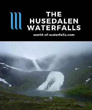 Husedalen Waterfalls consist of four giant waterfalls on the Kinso River named Tveitafossen, Nyastølsfossen, Nykkjesøyfossen, and Søtefossen near Kinsarvik.