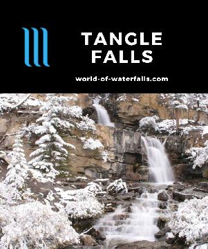 Tangle Falls is a delicate threaded cascade that is easy to see once you stop at the correct pullouts on the Icefields Parkway in Jasper National Park, Canada.