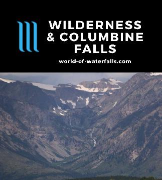 The Wilderness Falls and Columbine Falls (or Columbine Cascade) are waterfalls dropping 250ft and 200ft respectively across Jackson Lake in the Grand Tetons.