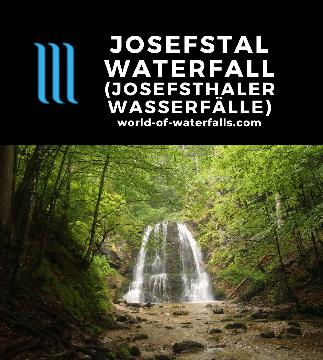 Josefsthaler Waterfalls (Josefsthaler Wasserfälle) are a 20m falls with other cascades on Hachelbach seen by a short walk or 4km loop near Schliersee, Germany.