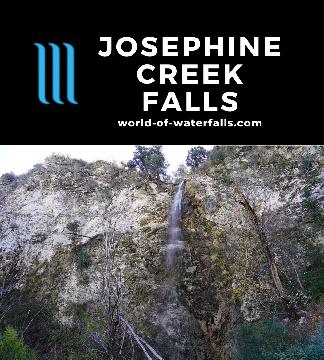 Josephine Creek Falls (Josephine Falls) is an elusive 180ft seasonal waterfall hiding beneath a hanging ravine beneath Josephine Peak in Big Tujunga Canyon.