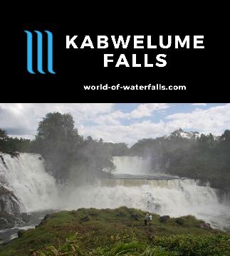 Kabwelume Falls (or Kabweluma Falls) is a converging waterfall set on the Kalungwishi River accessed by a rough 4wd road and short walk near Lumangwe Falls.