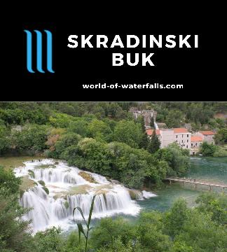 Skradinski Buk is a network of karstic waterfalls (similar but smaller than Plitvice) experienced by a loop walk in Krka National Park near Skradin, Croatia.