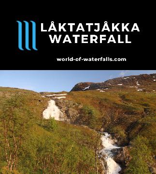 Loktajohka Waterfall (Låktatjåkka Vattenfall) is a gushing mountain cascade on the Låktatjåkka Stream seen while driving the plateau of Kiruna Lapland, Sweden.