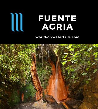 Fuente Agria is a spring flowing over orange walls under the village of Pórtugos in Las Alpujarras in the Sierra Nevada range of Southern Spain near Granada.