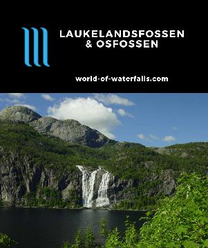 Laukelandsfossen and Osfossen are a pair of waterfalls in the Waterfall Country area of the Sunnfjord Region in Gaular Munipality of Vestland, Norway.