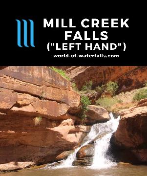 Mill Creek Falls (also called 'Left Hand') is a 30ft waterfall in a sandstone canyon on North Fork of Mill Creek near Moab, Utah, making it a very popular spot.