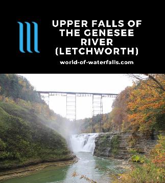 The Upper Falls of the Genesee River was one of 3 waterfalls on the Genesee River in Letchworth State Park as it dropped 40ft beneath the Portage High Bridge.