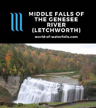 The Middle Falls of the Genesee River was definitely our favorite of the major waterfalls Letchworth State Park as it featured an easy-to-visit 107ft drop.