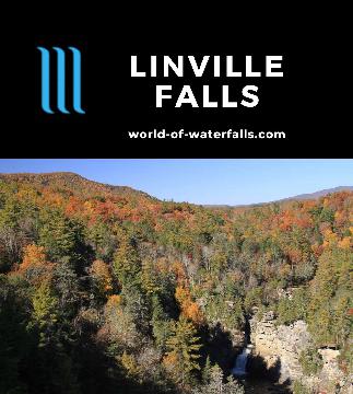 Linville Falls is a multi-tiered waterfall (40ft over the largest drop) spilling into Linville Gorge accessed from the Blue Ridge Parkway via NPS and NF trails.