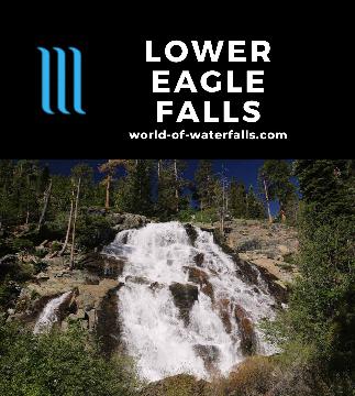 Lower Eagle Falls is a 140ft two-tiered waterfall that we accessed from a 2.8-mile round-trip hike that also included Vikingsholm and a beach at Emerald Bay.