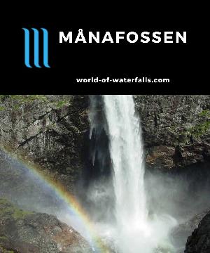 Manafossen (Månafossen) is a 92m waterfall near the town of Frafjord accessed by a steep hike to overlooks en route to the Mån Farm in Rogaland, Norway.