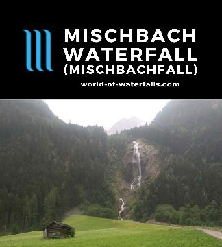 Mischbach Waterfall (Mischbachfall) is a 100m waterfall on the Mischbach Brook easily seen from the road between Gasteig and Volderau in Stubaital, Austria.