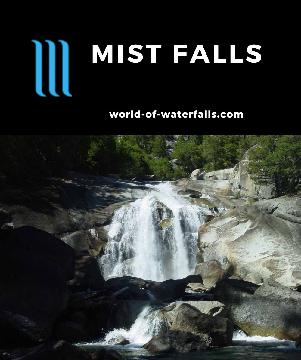 Mist Falls is a 45ft waterfall in California's Cedar Grove section of Kings Canyon National Park en route to Paradise Valley on an 8-mile round-trip hike.