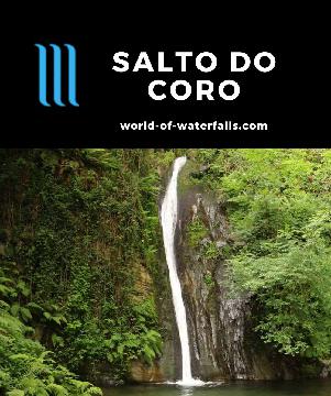 Salto do Coro is a 10-15m waterfall reached by a short hike in a lush, intimate setting behind the town of Mondoñedo in the Galicia Region of northwest Spain.