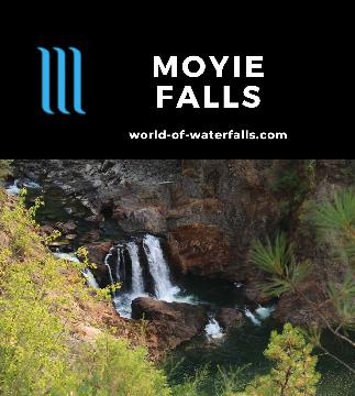 Moyie Falls (not the one in Canada) has a 100ft regulated upper drop and a more permanent 40ft lower drop on the Moyie River near Moyie Springs, Idaho.
