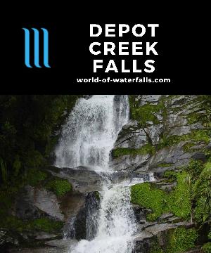 Depot Creek Falls is a rather obscure and somewhat hidden cascade by the mouth of the Haast River Valley surrounded by ephemeral waterfalls in Otago, NZ.