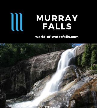 Murray Falls is a 20m cascade on the Murray River tumbling over smooth rocks accessed by a short 300m walk in Girramay National Park (part of the Wet Tropics).