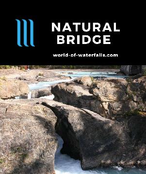 Natural Bridge on the Kicking Horse River is an easy-to-see attraction in Canada's Yoho National Park where the river cascades beneath some rock bridge.
